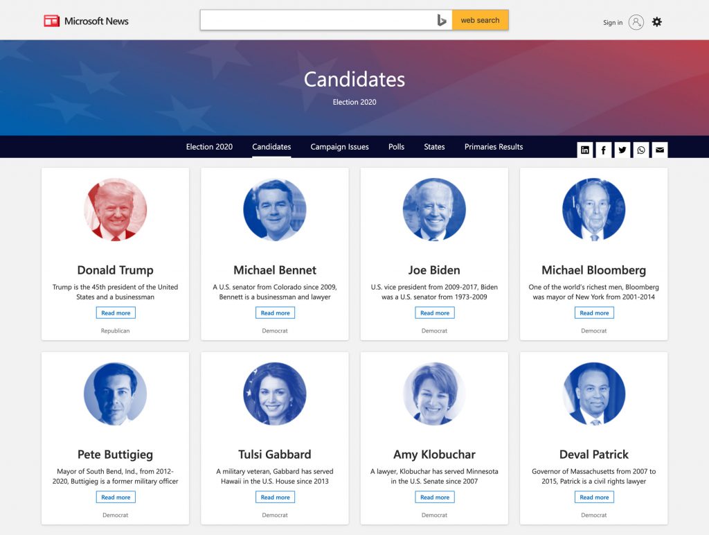 Candidates on Microsoft News