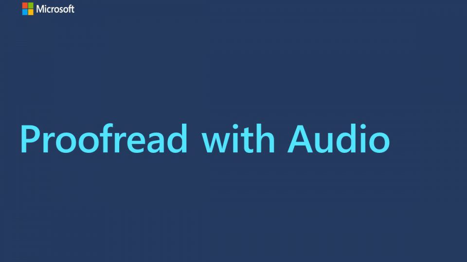 The title card for a video reads, "Proofread with Audio"